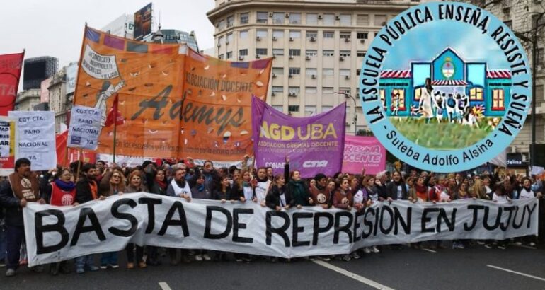 Suteba Adolfo Alsina adhirió al Paro Nacional Docente, y repudió la represión en Jujuy Suteba Adolfo Alsina adhirió al Paro Nacional Docente, y repudió la represión en Jujuy