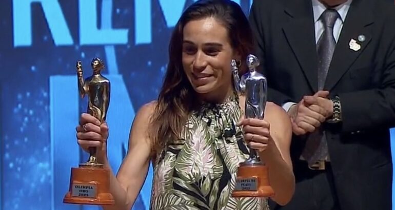 La atleta Belén Casetta y Lionel Messi compartieron el Olimpia de Oro La atleta Belén Casetta y Lionel Messi compartieron el Olimpia de Oro