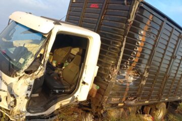 Choque de camiones en Ruta 33 entre Espartillar y Guamini, un herido leve