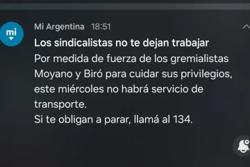 El Gobierno utilizó la app Mi Argentina contra el paro de transporte