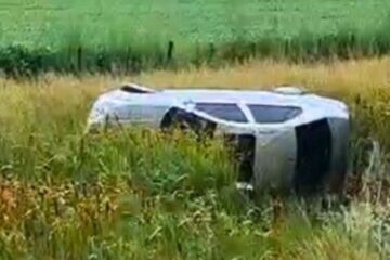 Un carhuense volcó su auto en Ruta 65