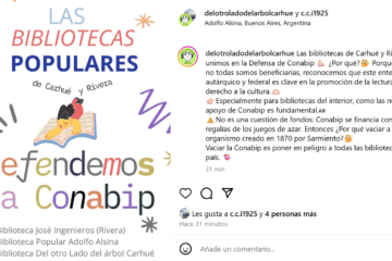 Bibliotecas Populares de Carhué y Rivera alzan la voz en defensa de la CONABIP