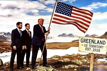 Trump publicó una imagen suya poniendo la bandera de Estados Unidos en Groenlandia