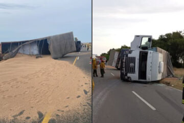 Volcó un camión cargado con cereal en la Ruta 33 y su conductor resultó lesionado