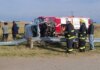 Una camioneta terminó volcada tras un violento accidente en Ruta 33, sobre el acceso a Tornquist Una camioneta terminó volcada tras un violento accidente en Ruta 33, sobre el acceso a Tornquist