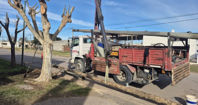 Tras los reclamos vecinales, comenzaron a reemplazar postes telefónicos deteriorados en Rivera Tras los reclamos vecinales, comenzaron a reemplazar postes telefónicos deteriorados en Rivera