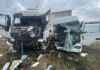Un muerto y dos heridos por un choque de camiones en el cruce de las rutas 5 y 1 Un muerto y dos heridos por un choque de camiones en el cruce de las rutas 5 y 1