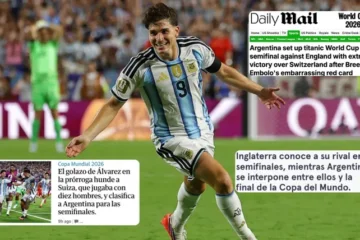 De «semifinal titánica» a «no es una gran Selección»: La prensa inglesa reaccionó a la clasificación argentina y ya palpita la semifinal del Mundial De «semifinal titánica» a «no es una gran Selección»: La prensa inglesa reaccionó a la clasificación argentina y ya palpita la semifinal del Mundial