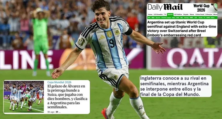 De «semifinal titánica» a «no es una gran Selección»: La prensa inglesa reaccionó a la clasificación argentina y ya palpita la semifinal del Mundial De «semifinal titánica» a «no es una gran Selección»: La prensa inglesa reaccionó a la clasificación argentina y ya palpita la semifinal del Mundial