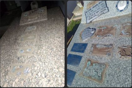 Dolor e indignación por el vandalismo y robo de placas en el Cementerio de Rivera Dolor e indignación por el vandalismo y robo de placas en el Cementerio de Rivera