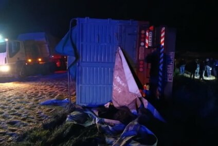 Un camión volcó su acoplado y desparramó su carga de trigo sobre la Ruta 33 Un camión volcó su acoplado y desparramó su carga de trigo sobre la Ruta 33